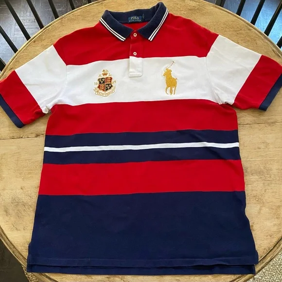 Polo Ralph Lauren Big&Tall Men’s Sz XLT Striped Mesh Crest/Big Pony Polo‎ Shirt